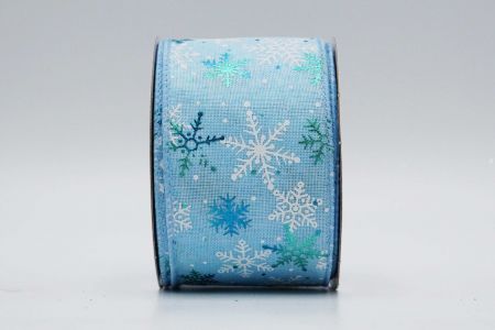 Текстурированная лента снежинок с проволокой_KF7420GC-12-216_синяя
